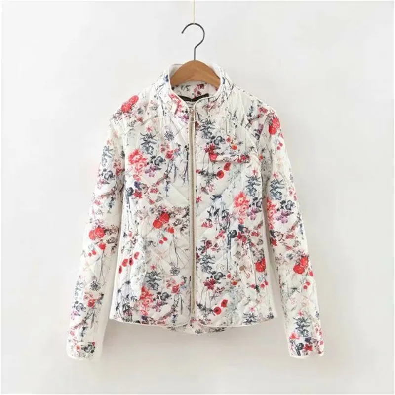 

2018 Europe And America Winter New Style WOMEN'S Dress European Retro Stand Collar Printed Cotton Coat Tops Women's