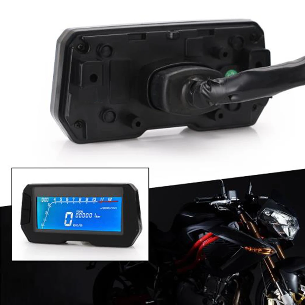 

12000RPM Motorcycle Easy Install ABS Waterproof Sensor Digital Speedometer Accessories LCD Backlight Odometer 6 Gear Refit