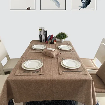 

The Nordic Japanese Cotton Upscale Solid Color Wallpaper Cloth Tablecloth cha ji bu Rectangular Dining Table Minimalist Modern