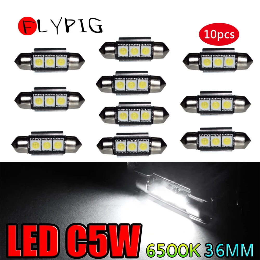 10 шт. гирлянда 36 мм 3 Вт 3-SMD 5050 светодиодный CANBUS Бесплатный светодиодный гирлянда DC 12 В Lumiere белая ампульная пластина без ошибки D30