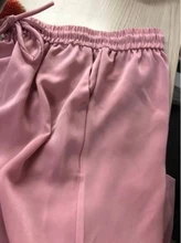 Yitimoky-pantalones de seda satinada para mujer, pantalón holgado de pierna ancha con cordón para oficina, blanco, de talla grande, negro, elásticos, de cintura alta, 2021