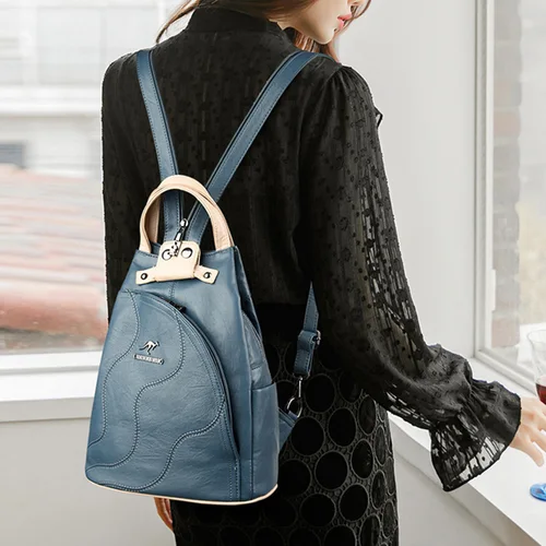 여성 가죽 백팩 지퍼 여성 가슴 가방, 여행 백 팩, 숙녀용 배낭, 십대 소녀용 Mochilas 학교 가방, Sac A Dos 4