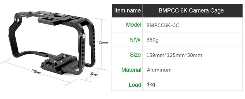 Lanparte BMPCC 6K BMPCC 4K клетка для камеры Blackmagic дизайн карман 6K 4K