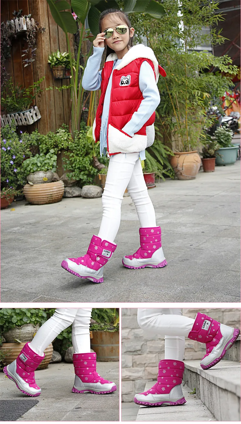 PINSEN 2019 Winter Kids Boots For Girls Boys Snow boots Parent-child shoes warm plush soft bottom Children Shoes Snow For Girls (9)