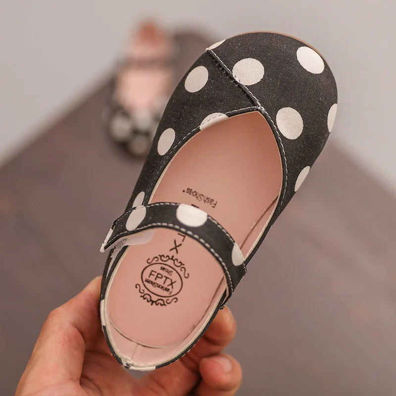 Spring Fashion Children Girls Leather Shoes Dot Print Baby Princess Shoes Lovely Toddler  Casual Soft Bottom SHS008