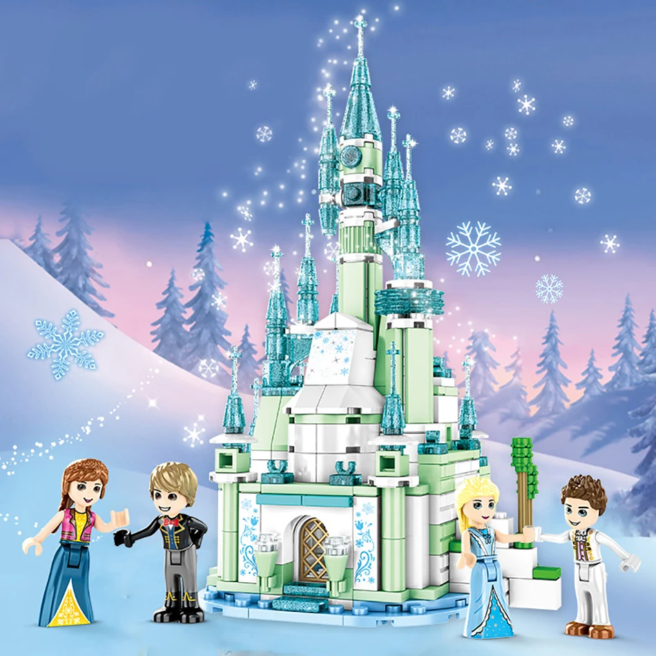 

Frozen Snow Queen Elsa Castle Building Blocks Magical Ice Palace Playset Model Bricks Toys For Girls Christmas Gifts Friends