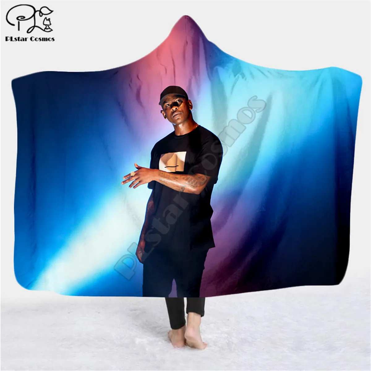 

Black character pattern Character Hooded Blanket Adult colorful child Sherpa Fleece Wearable Blanket Microfiber Bedding style-4