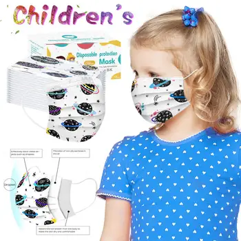 

50pcs 3layer Disposable Face Mask For kids Non Woven Breathable Unicorn Patterns Face Masks 3-13 years old Boys Girls summer