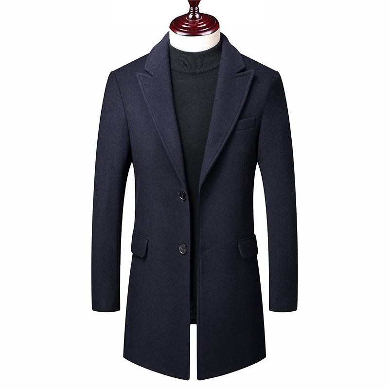 22Navy Blue Зимнее шерстяное пальто для мужчин из шерсти и смеси толстое шерстяное пальто Повседневная модная куртка Casaco Masculino Palto Peacoat пальто для мужчин N23MF21 - Цвет: 22Navy Blue