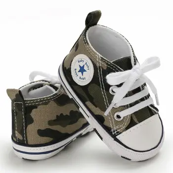 

0-12M Baby Boy Girl Anti-slip Soft Sole Crib Shoes Newborn Kids Canvas Sneakers Prewalkers