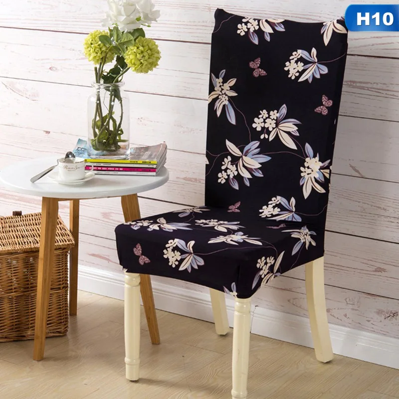 Style 10 Pastoral Flower Removable Print Chair Cover Banquet Dining Room Seat Protector Slipcover Stretch Dining Chair Cover Home Decor - Цвет: Style 10