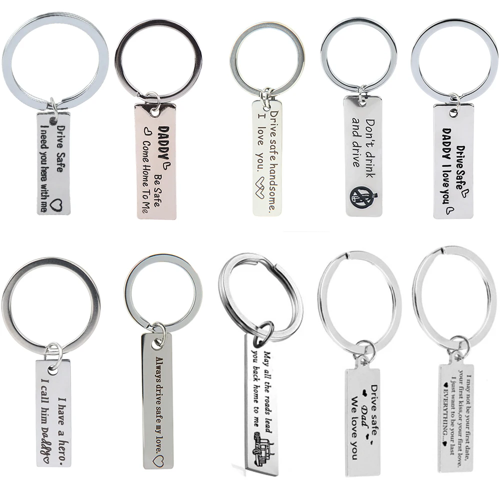 

Metal Key Chain Engraved Drive Safe I Need You Here With Me Personalized Custom Letter Keychains Engraving Letter Key Ring