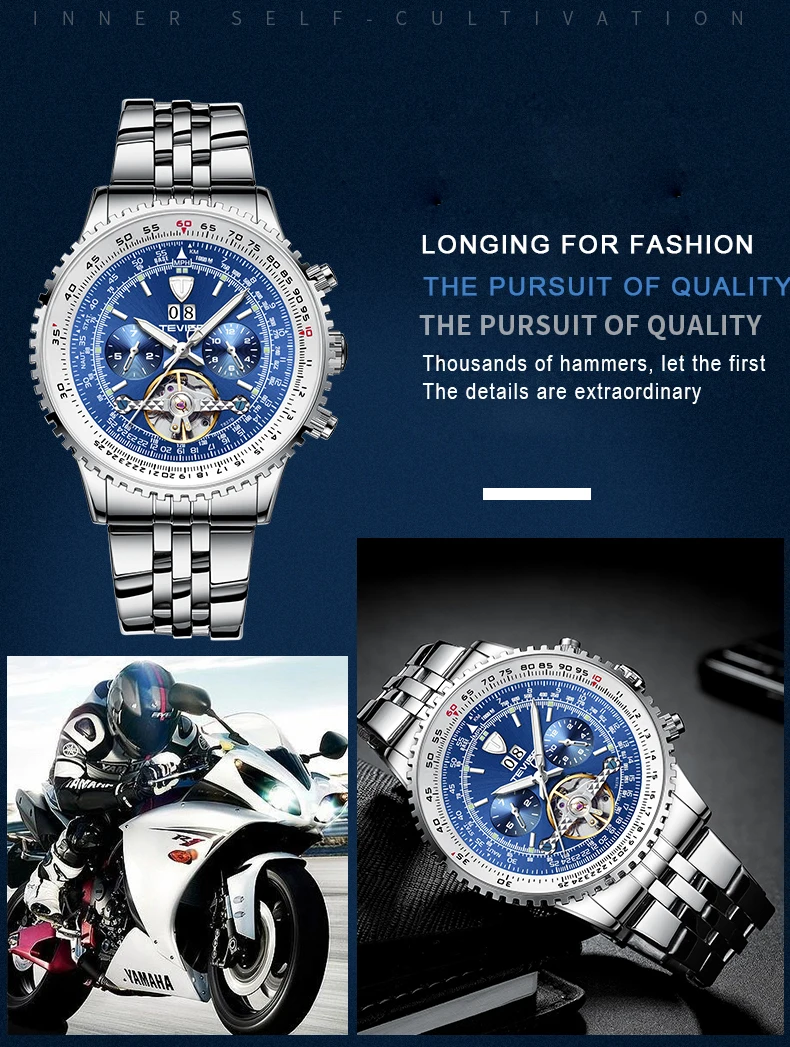 TEVISE Tourbillon наручные часы автоматические механические мужские часы лучший бренд класса люкс водонепроницаемый Нержавеющая сталь Relogio Masculino