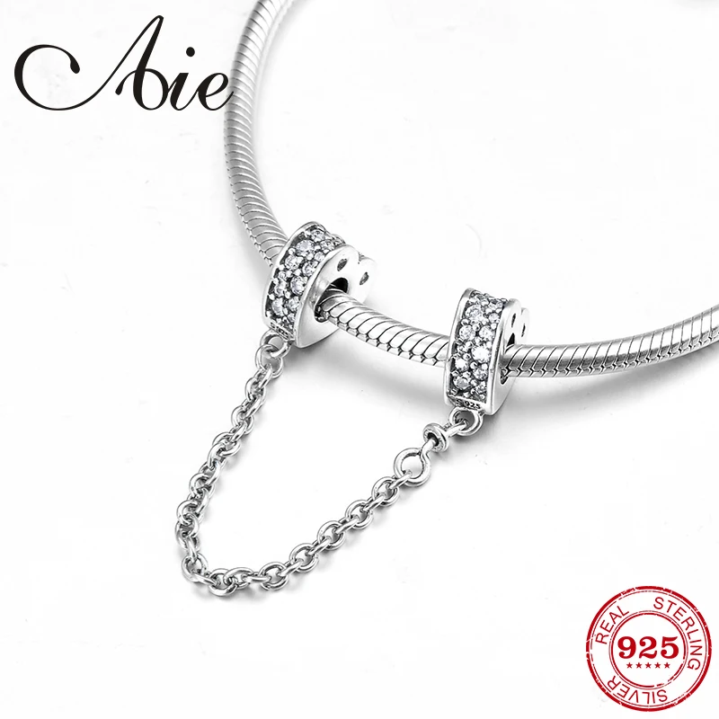 Fashion Creative 925 Sterling Silver like crystal CZ fine Safety Chain Beads Fit European Charms Bracelet Jewelry making | Украшения и