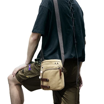 

Tactical Canvas Crossbody Bag for Men Travel High Street Fashion Small Messenger Bags with Adjustable Strap Handbag