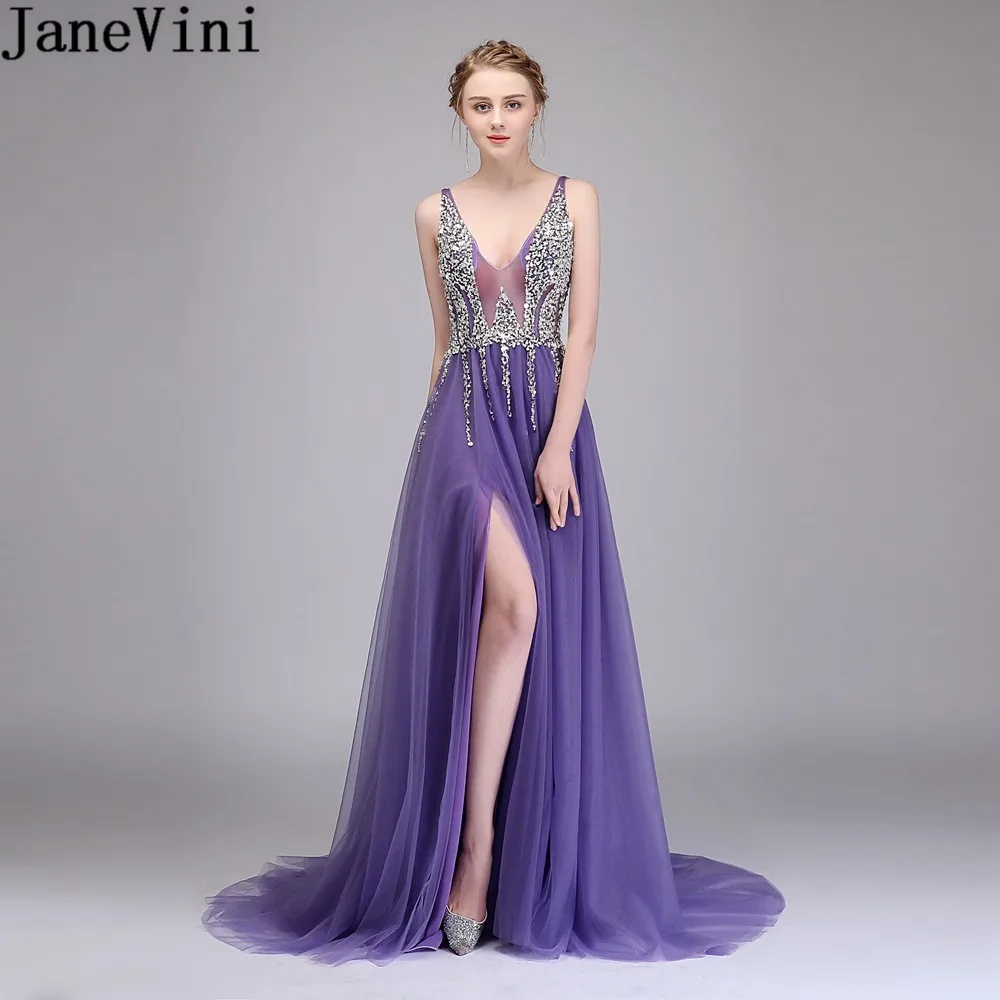 JaneVini блестящее Кристальное длинное белое платье для подружки невесты