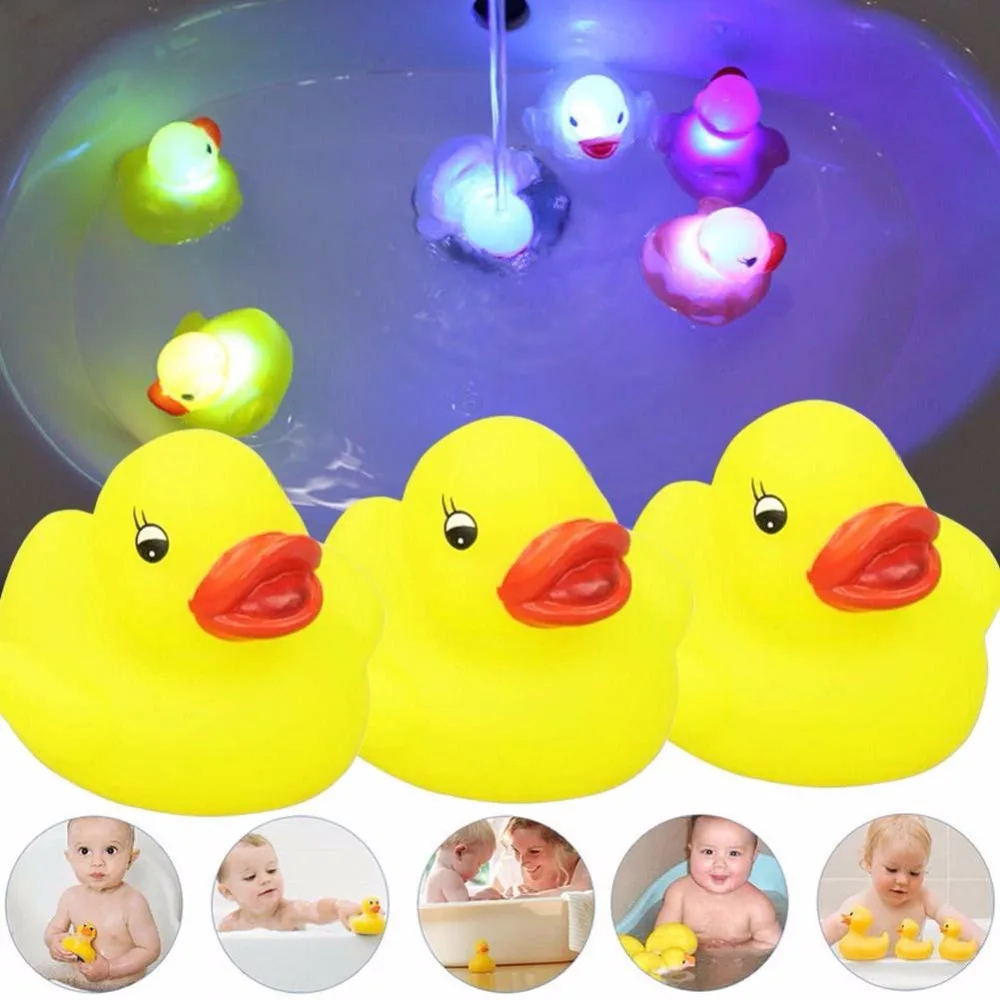 Hot Sale 3pcs Bath Duck Toys Rubber Colour Changing Ducks Fun Kids Bath Toy For Baby 2