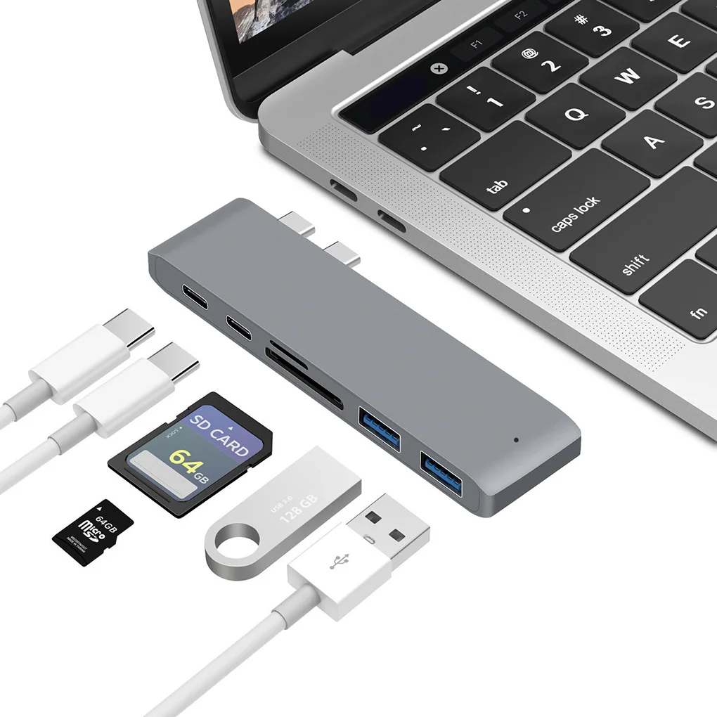 

6 in 1 Type C HUB Adapter USB Charging SD/TF Card Reader Replacement for mac book pro 16 17 18