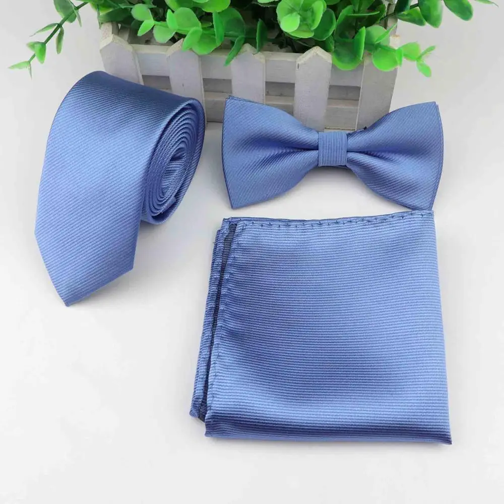 19 Strip Colorful Neck Tie Set For Men Slim Necktie Bowtie Handkerchief Suit Ties Cravat Butterfly Corbatas - Цвет: 19