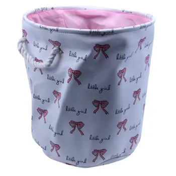 

35*40cm Pink Laundry Basket for Dirty Clothes Cotton Ballet Girl Bow Print Toys Organizer Home Storage & Organization(B)