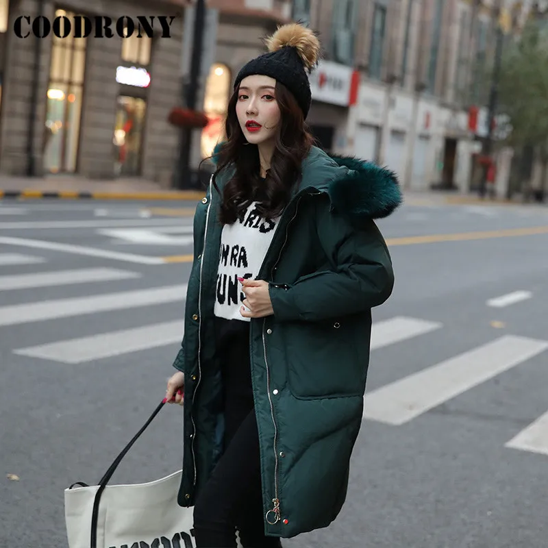 

COODRONY Brand Elegant Windproof Thick Warm Female Coats Streetwear Fashion Solid Color Hooded Women's Winter Down Jackets W9024