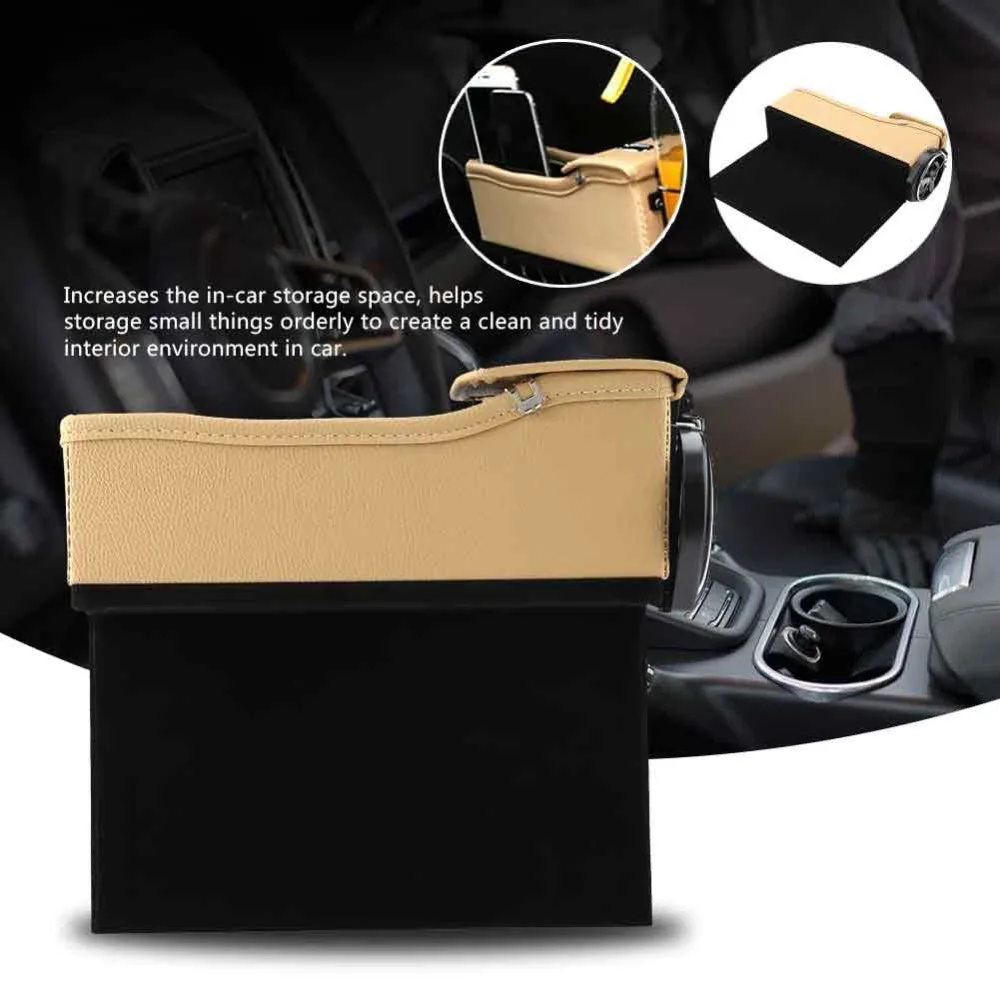 Multi-function Leather Car Storage Box Right Seat Crevice Storage Box Car Pocket Organizer Box Increases in-car storage space