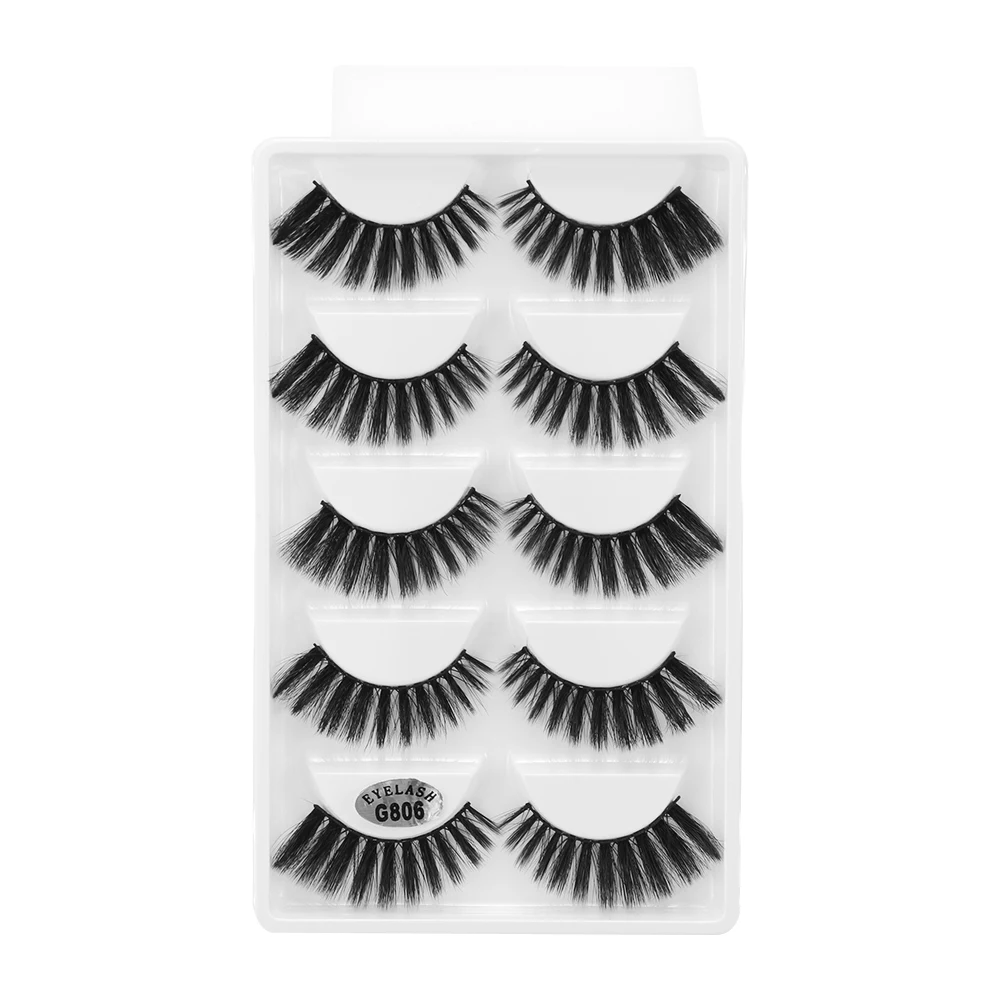 LEKGAVD 5 пар Wispies Fluffies драма ручная работа безжалостные ресницы 6D искусственные норковые волосы Накладные ресницы для наращивания Красота Макияж - Цвет: G806