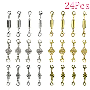 

24Pcs/Lot Metal Magnetic Clasps With Lobster Clasp For Making Necklaces Bracelets Buckles DIY Jewelry Findings Accessories