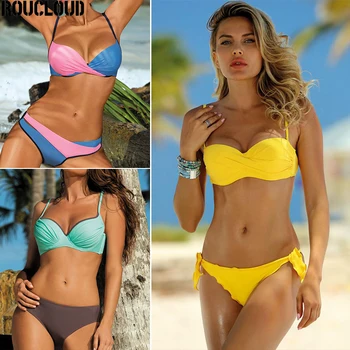 

Bikinis 2020 Women Padded Push-up Bra Bikini Set Bandage Swimsuit Low Waist Bathing Suit Swim Maillot De Bain Biquinis Femme