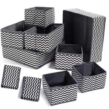 

A Set of 10 Dresser Drawer Storage Boxes, Fabric Wardrobe Storage Boxes for Cabinets, Drawer Inserts, Collapsible Storage Boxes,