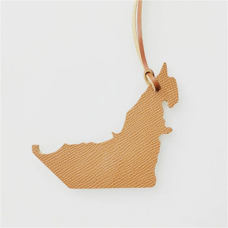 Famous Brand Luxury Fashion Genuine Leather The United Arab Emirates  Map Keychain For Keys Women Bag Charm Backpack Pendant