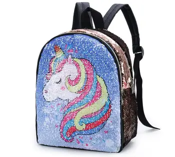 

Hot Sale Girl Unicorn Backpack For School Sequins Leather Princess Female Women Teenager Shoulder Bags Mochilas Mujer