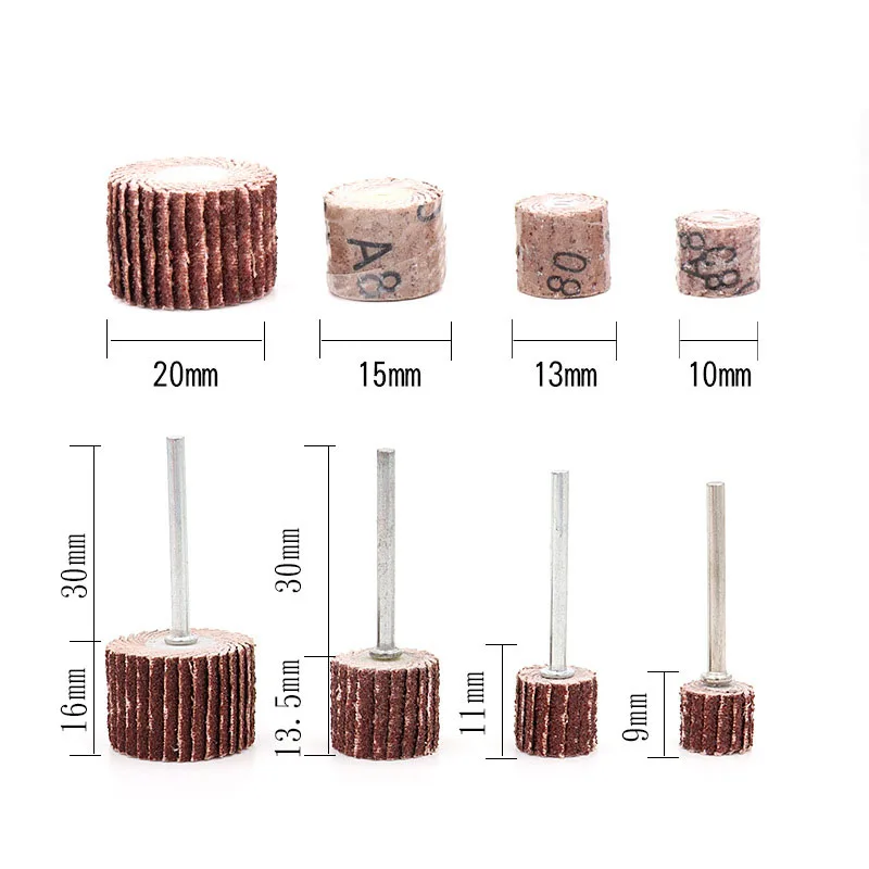15PCS 10/12/15/20mm Movable Handle Louver Grinding Head Rotary Tool Dremel Accessories 80 120 180 240 320 400 600 Grit | Инструменты