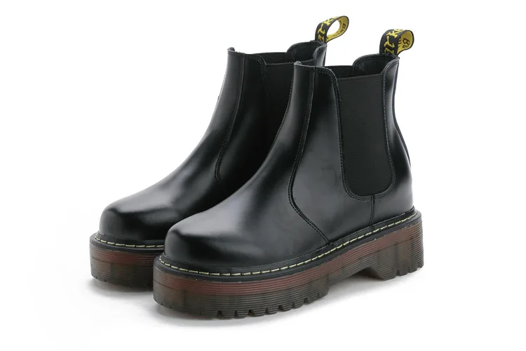 SWYIVY/обувь «Челси»; Chaussure Femme; женская обувь из коровьей кожи; Новинка года; осенние женские ботинки; ботильоны на платформе; женская обувь черного цвета