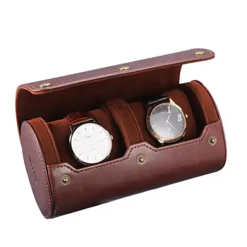 

Travel Watch Case PU Leather Watch Storage Box 2 Slots Watch Storage Organizer Bracket Holder For Travel Business Trip