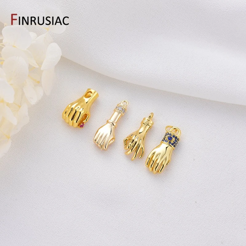 Colgante de circón chapado en oro de 14K para mujer, colgante de circón, gesto, palma, brazo, manualidades, de joyería, venta al por mayor|Piezas de cierre matarial de joyería| - AliExpress