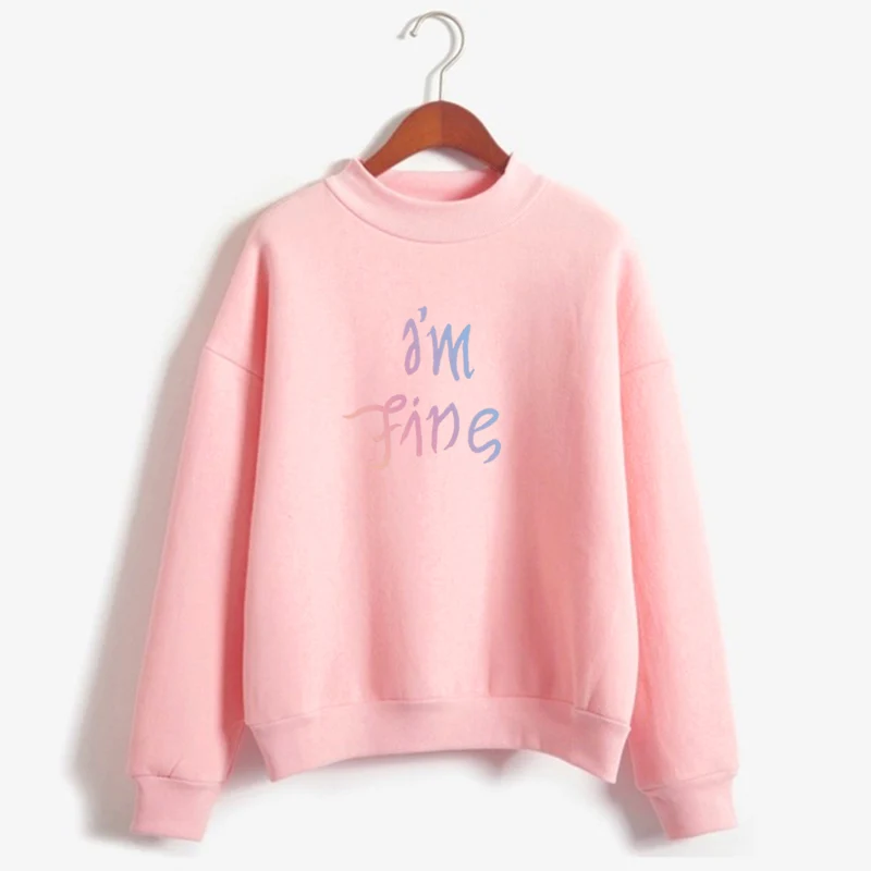 Sweatshirt pink Kpop im fine унисекс Толстовка kpop jung kook толстовки осенне-зимняя Толстовка im fine KPOP Толстовка XL для повседневной носки в стиле Харадзюку - Цвет: Sweatshirt pink