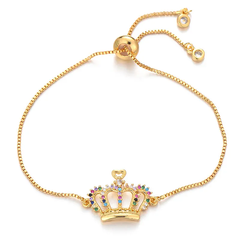 gold Pipitree мульти кубическая Корона из циркония браслет Femme розовое золото цвет слайдер цепи модные браслеты для женщин девочек ювелирные изделия подарок - Окраска металла: gold