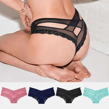 

Sexy Women's Panties Low Waist Solid Color Sexy Panties Women's Underwear Ladies Cross Belt Lace Underwear G String Underwear