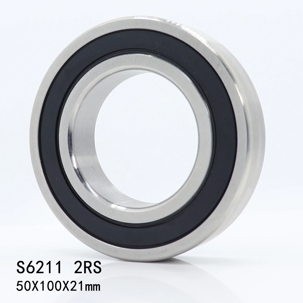 

1PC S6211RS Bearing 50*100*21 mm ABEC-3 440C Stainless Steel S 6211RS Ball Bearings 6211 Stainless Steel Ball Bearing