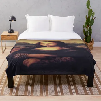 

Mona Lisa Swag Peace Yolo Parody Throw Blanket Soft Sherpa Blanket Bed Sheet Single Knee Blanket Office Nap Blanket