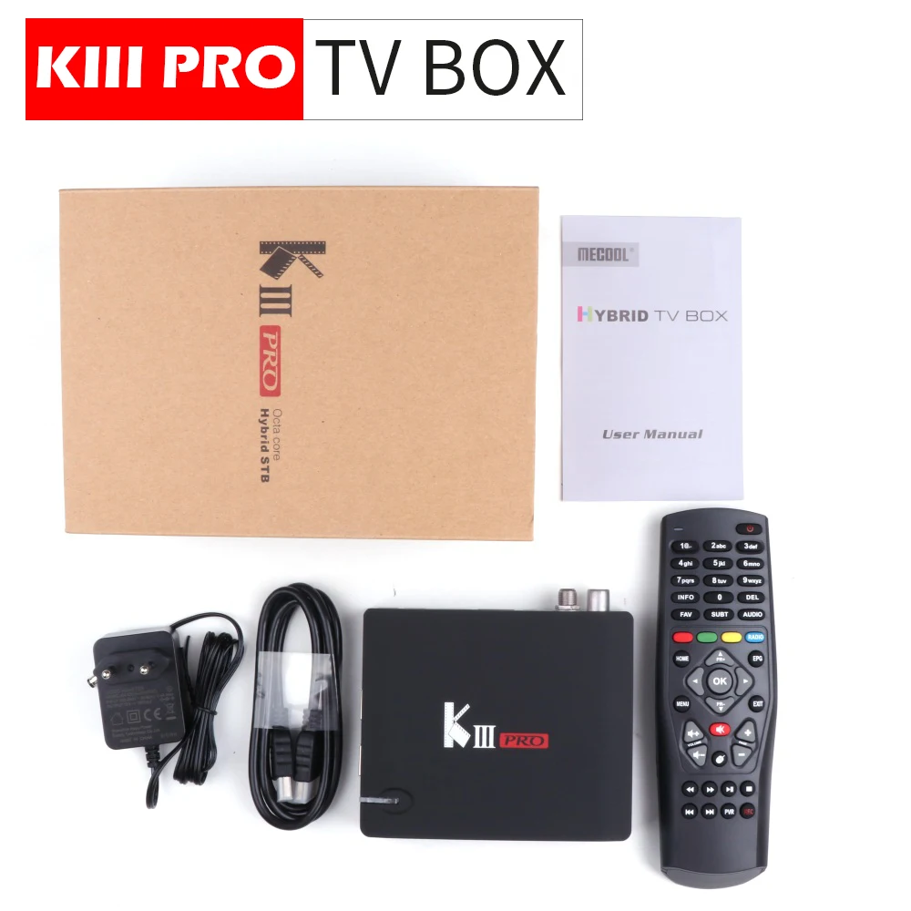 Only KIII PRO DVB MECOOL KIII PRO DVB S2 DVB T2 DVB C Android 7,1 tv Box 3 Гб 16 Гб Amlogic S912 Восьмиядерный 4K Combo CCCAM NEWCAMD Biss key PowerVU - Цвет: Only KIII PRO DVB