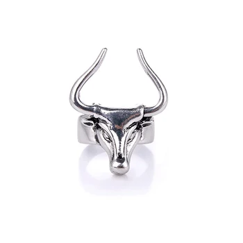 

Personality Bull Horn Ring for Men High Quality Vintage Stainless Steel Male Jewelry Retro Unique Cow Shaped Rock Punk Ring