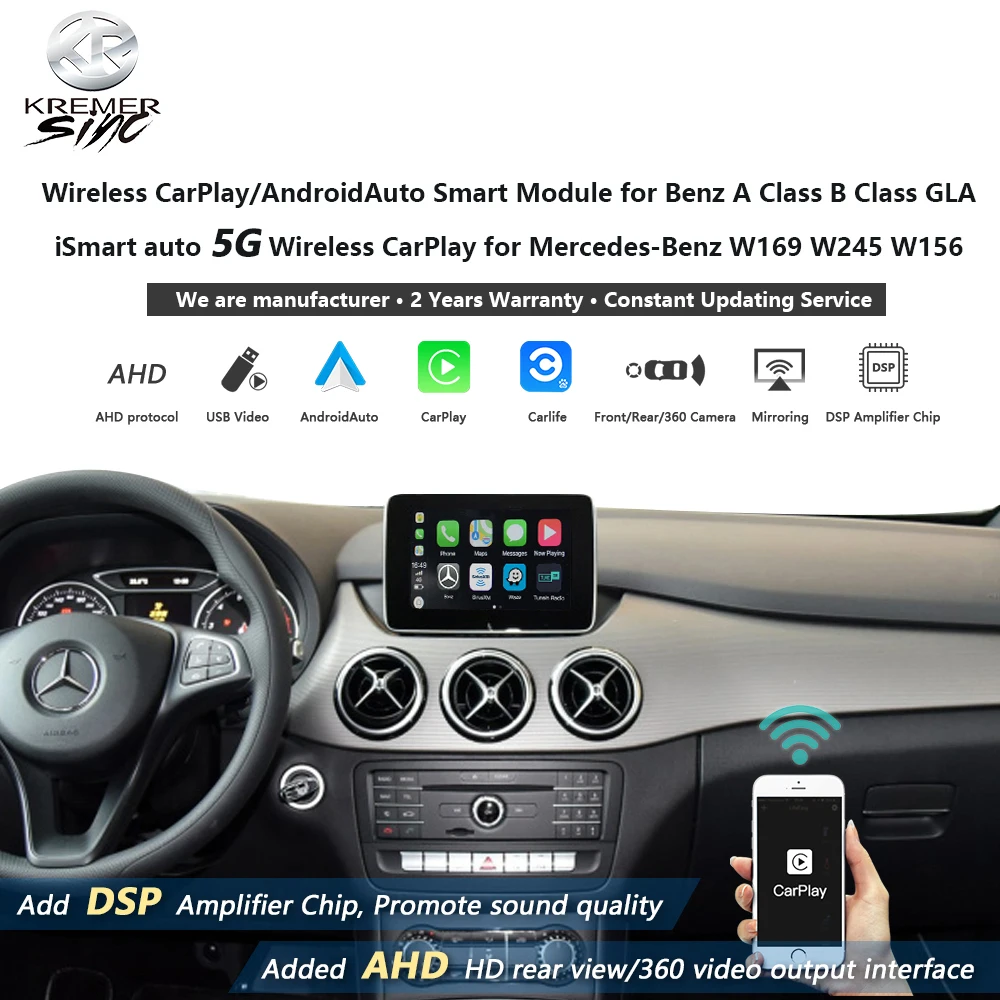 Wireless Apple Carplay Androidauto Retrofit For Mercedes Benz A / B