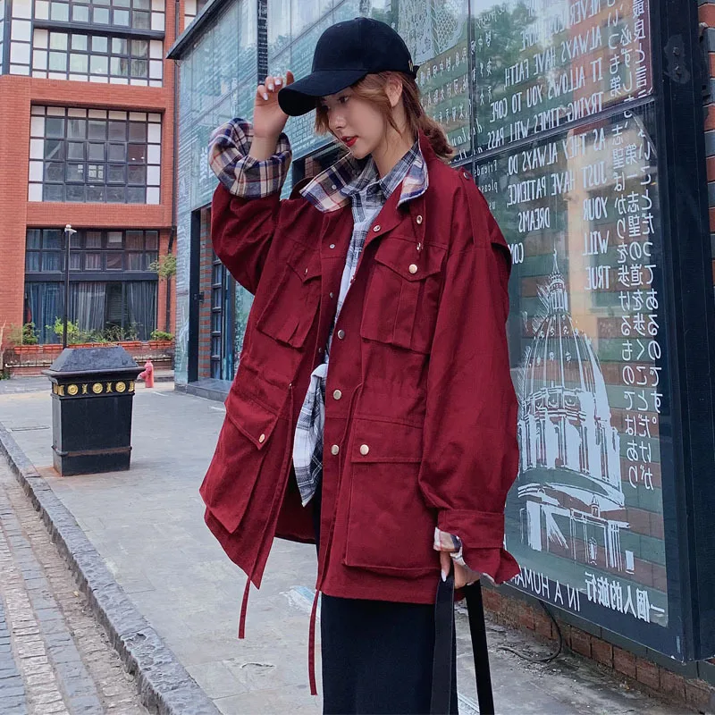 

Photo Shoot Trench Coat Women's Spring And Autumn New Style Korean-style Loose-Fit Slimming Hong Kong Flavor Casual Mid-length S