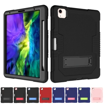 

For iPad air 4 10.9 2020 Shockproof Protective Shell Kickstand Tablet Case Rubber And Hard Plastic Splicing Flat Plate Cover