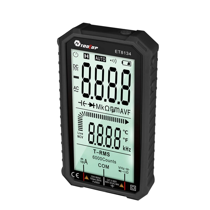 TOOLTOP Digital Multimeter 4.7" LCD Display AC Direct Current Voltage DC Current Capacitance Resistance Temp Measuring Tools