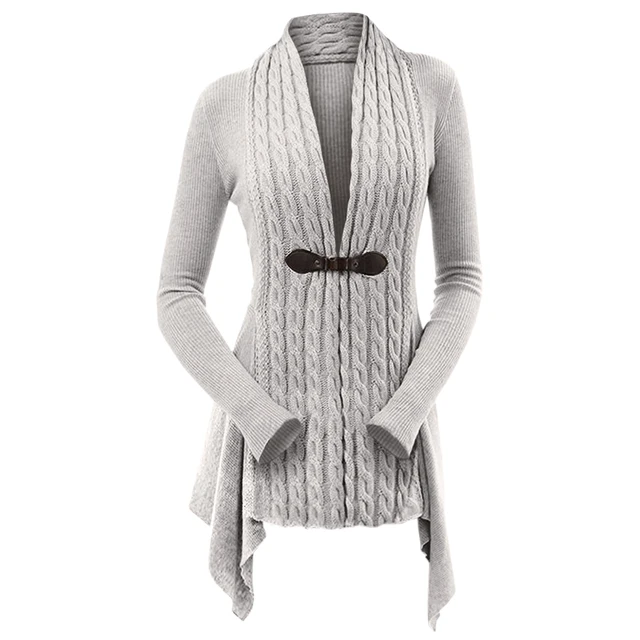 Damski sweter rozpinany na drutach asymetryczny sweter sweter damski Casual  jednolity kolor dekolt w serek z długim rękawem Top Winter|Swetry  rozpinane| - AliExpress