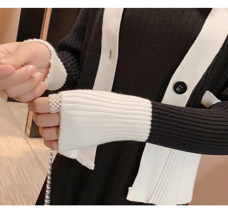Корейское модное платье для беременных новое платье для беременных осенне-зимний вязаный свитер костюм из двух предметов