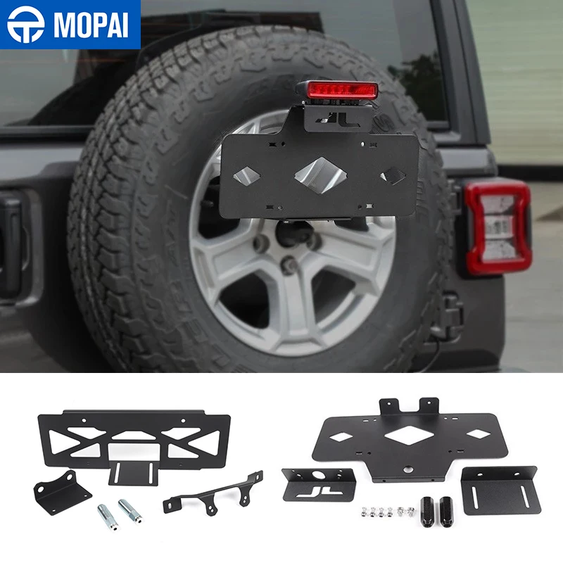 MOPAI License Plate Bracket for Jeep Wrangler JL 2018+ Metal Car Rear